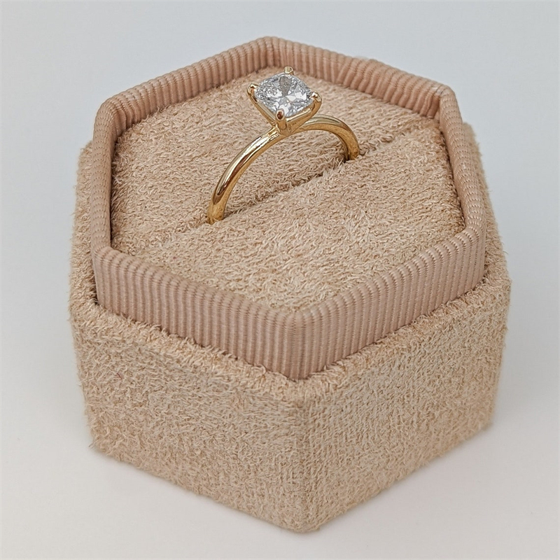 Fine Jewelry 0.50 Carat Cushion Shape Solitaire Engagement Ring 14K Yellow Gold Anniversary Wedding Gold Ring For Women