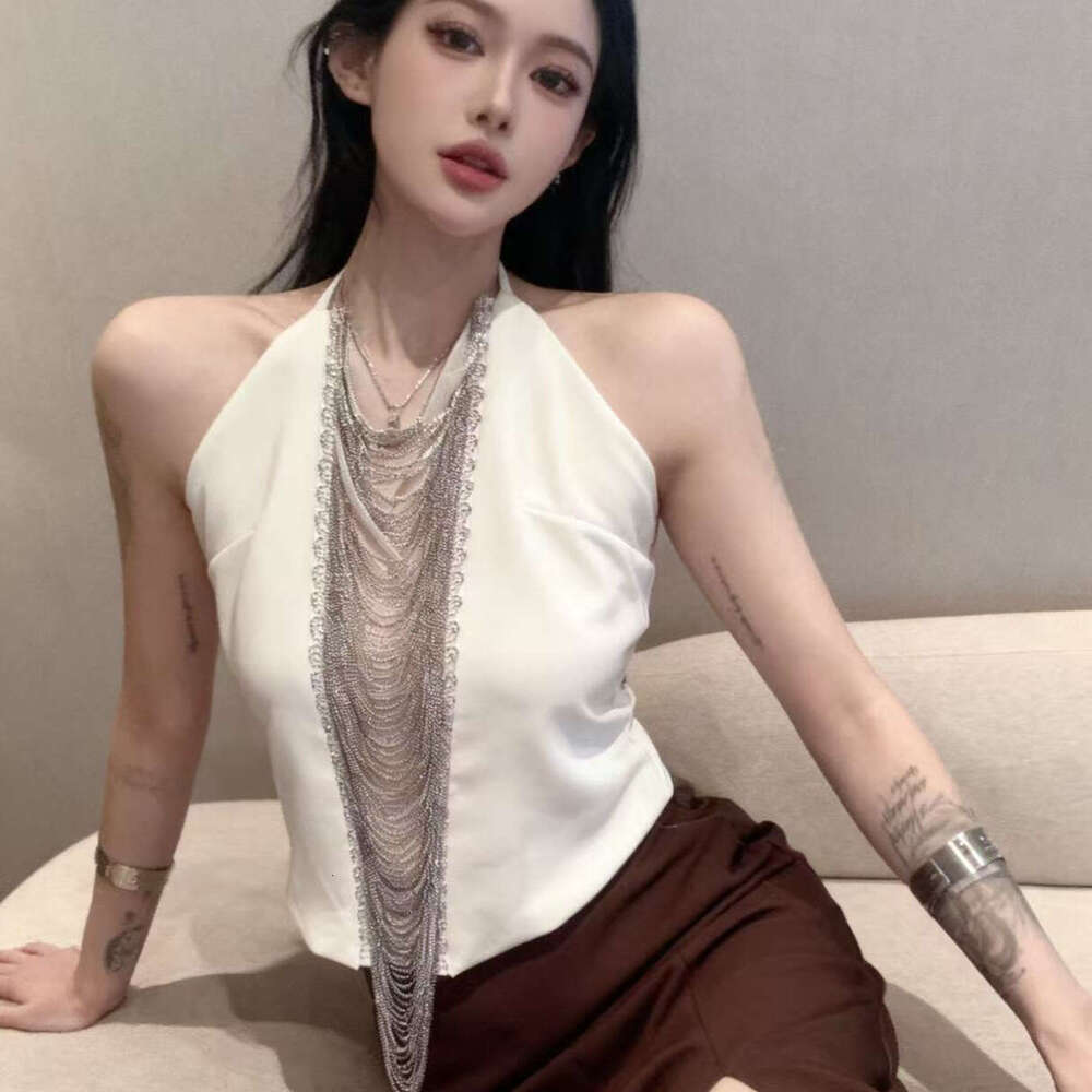Haute Couture 25 New Niche Design Little Fragrance Style Shiny Tassel Camisole Women Versatile Slimming Top Trendy