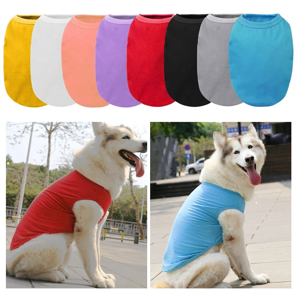 Oversized Sleeveless T-Shirt Big Dog Clothes Summer Cool Breathable Pet Clothes Pure Cotton Plain Vest Large Dog Pet Supplies 250402