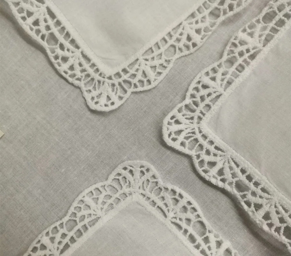 Set of 12 Fashion Handkerchiefs White Cotton Wedding Handkerchief Vintage Lace Hankies Hanky For the Mother of the Bride 12x12 250403