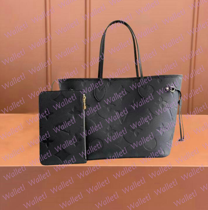 2025 designer bag 2pcs Set Naverfull Embossed Flower Women Cross body Handbag Shoulder Bags Fashion Composite Lady Clutch Tote Bag shopping Female Coin Purse Wallet