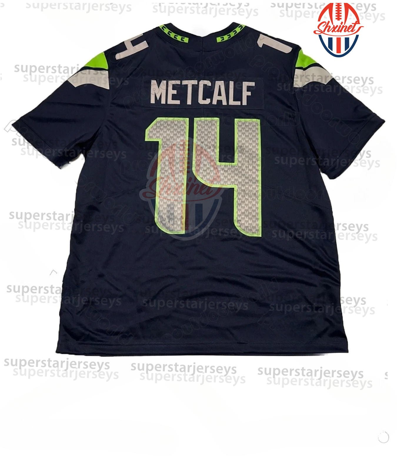 11 Jaxon Smith-Njigba 2025 Salute To Service Custom Blue/White Football Jeresy Cooper Kupp Fan Darnold Witherspoon Milroe DK Metcalf Walker III Smith 