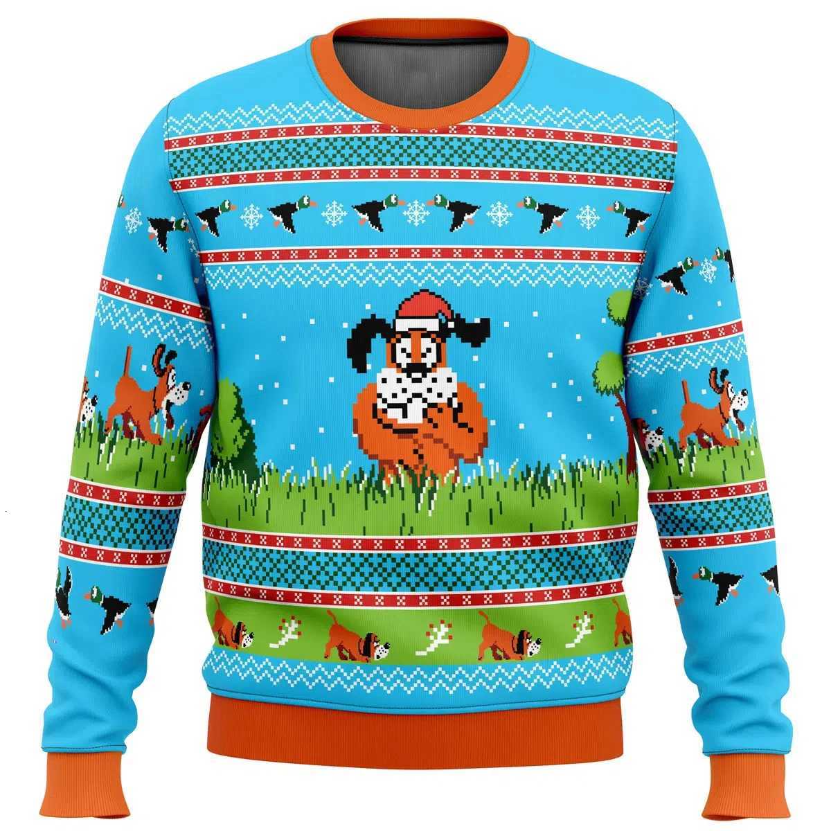 Duck Hunt Classic Nostalgic Games Cartoon Mens Crewneck Ugly Christmas Sweatshirt Soft Comfy Stylish Loose-Fit Autumn Winter W251106