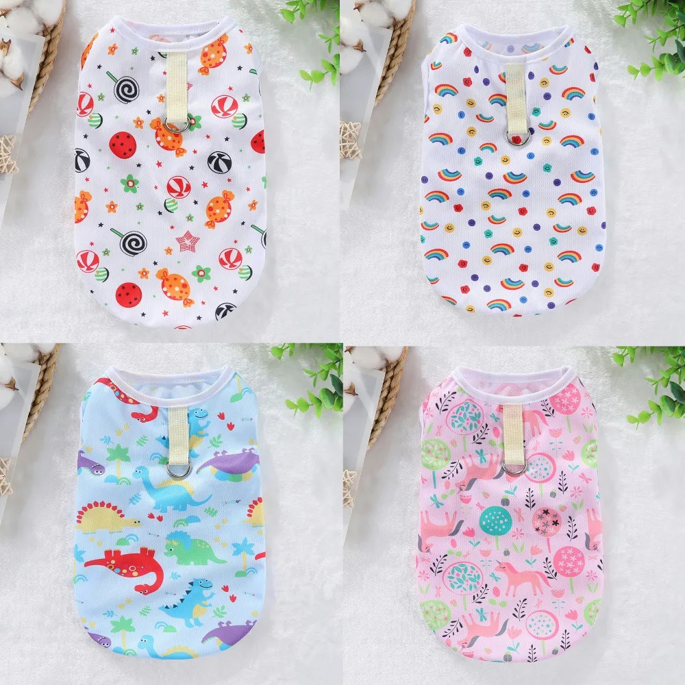Summer Pet Dog Cooling Vest Cartoon Soft Clothing Summer Casual Shirts Small Medium Large Dogs Puppy French Bulldog Clothes 250402