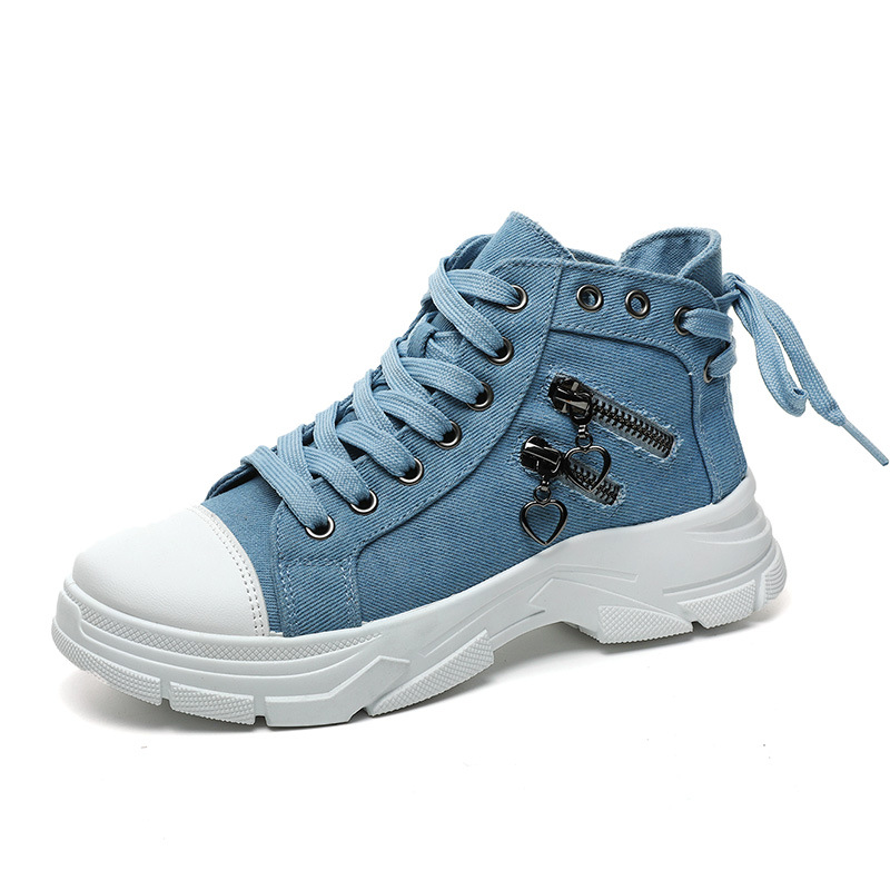 2025 New Canvas shoes women casual shoes high top shoes breathable thick sole height increasing Martin boots comfortable fashion sports