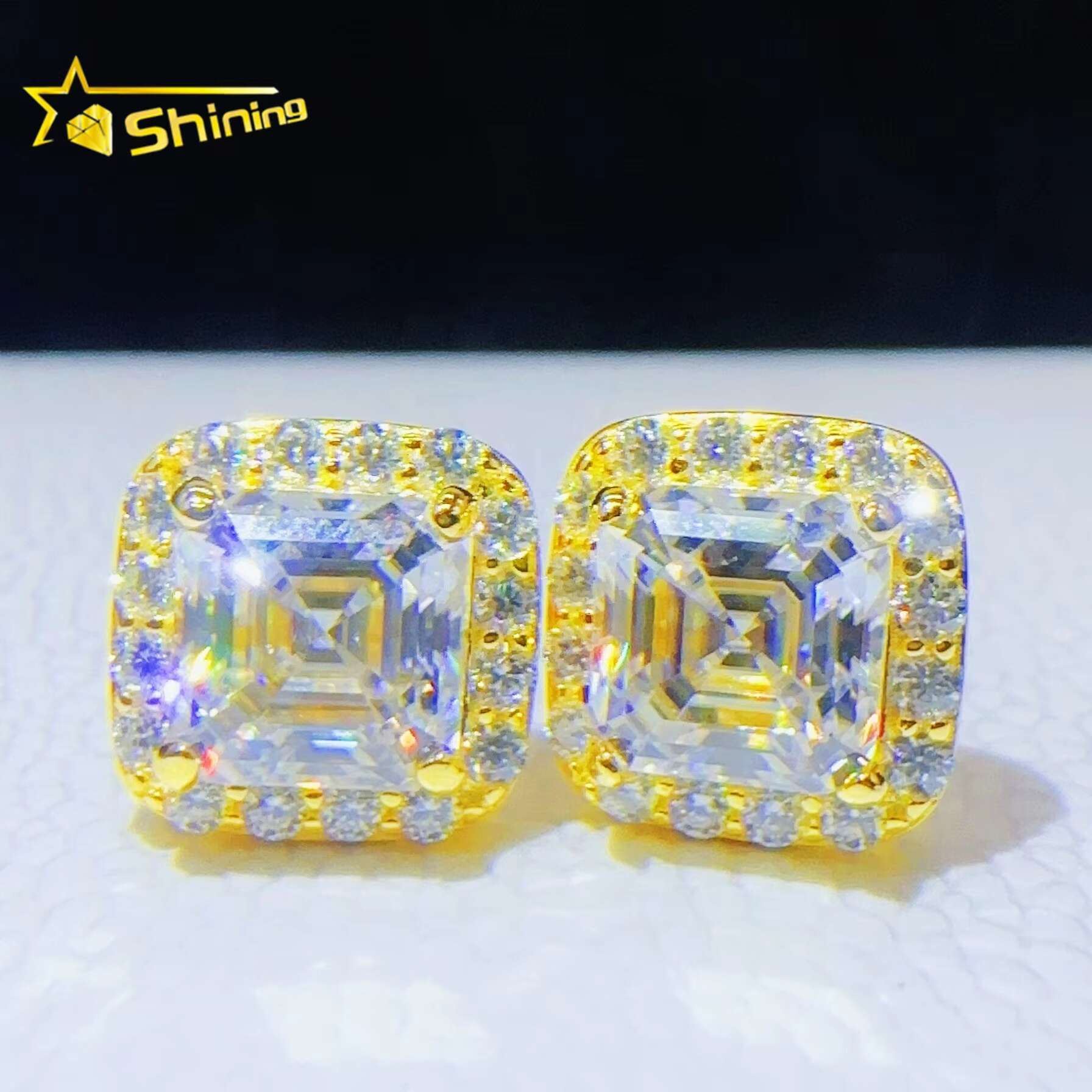 Pass Tester Hip Hop Jewelry Sier Lab Dia VVS Moissanite Iced Out Stud Earrings