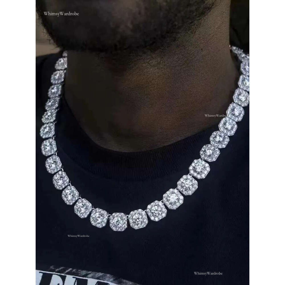 Ice Out Vvs Cuba k S Sier 8mm 12mm large tennis chain Solid back Hip Hop Necklace Moissanite Bracelet Dia Custom