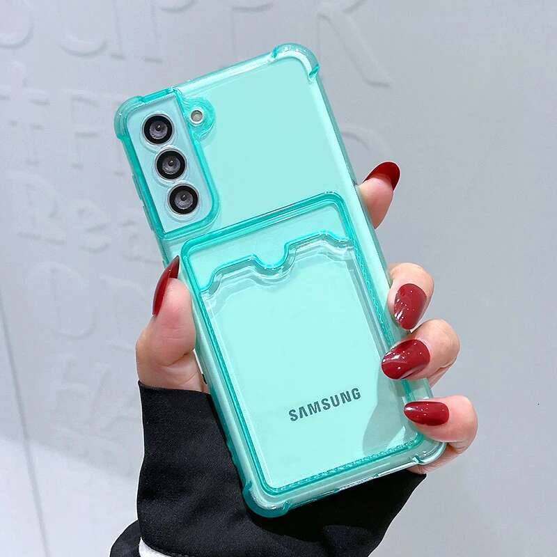 Card Holder Bag Transparent For Samsung Galaxy S21 FE S22 S23 Plus S24 Ultra A13 A14 A34 A54 A22 A32 A52 A33 A53 5G Case