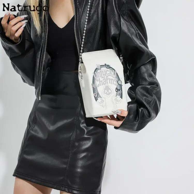 designer bag 2025 Printed Graffiti Small Square Fashion Cool Crossbody Funny Box Shoulder Bag For Girls