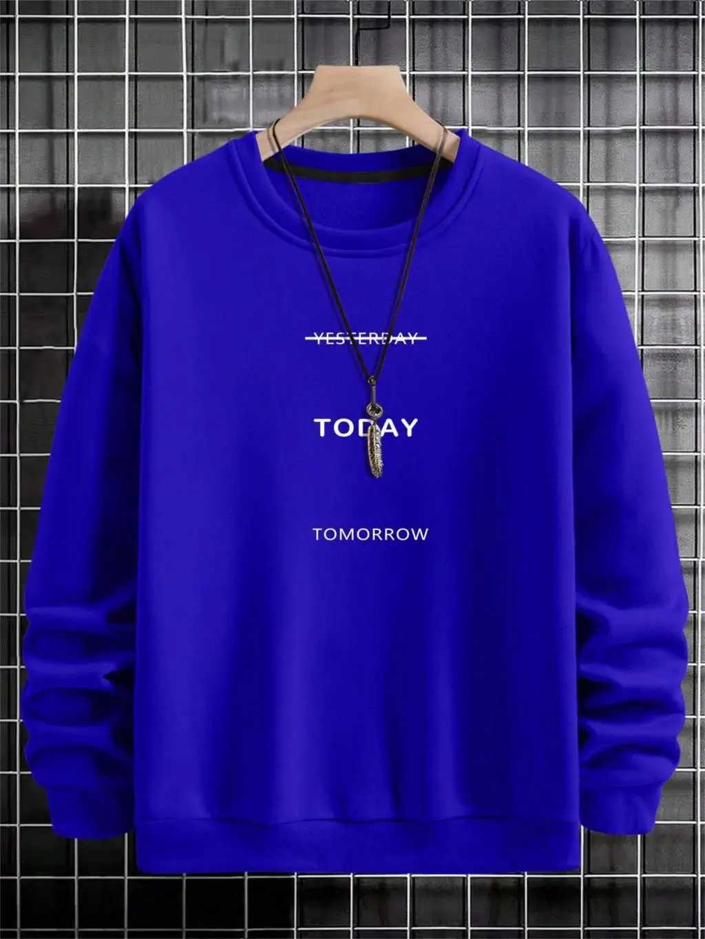 Autumn Winter Men Sweatshirt Letter Today Tomorrow Printing Hoodie Street Trend Pullovers Crewneck Loose Comfortable Clothing W251106