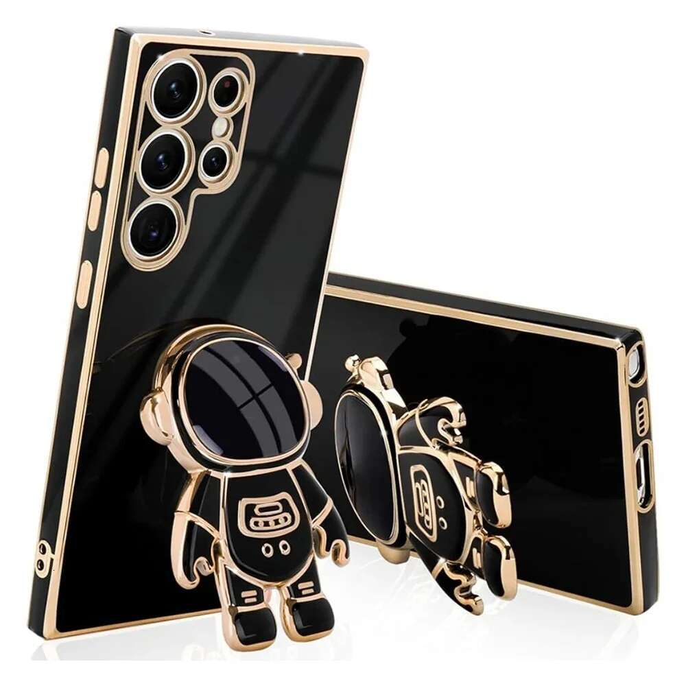 Astronaut Stand case for Samsung Galaxy S21 S22 S23 S24 S25 FE Ultra Plus Slim Fit Soft Shockproof Electroplated Cover