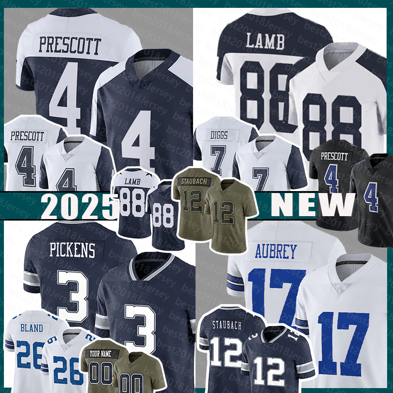 Mens Trevon Diggs Football Jerseys CeeDee Lamb DaRon Bland George Pickens Tyler Booker Guyton Brandon Aubrey Roger Staubach Jake Ferguson Emmitt Smith