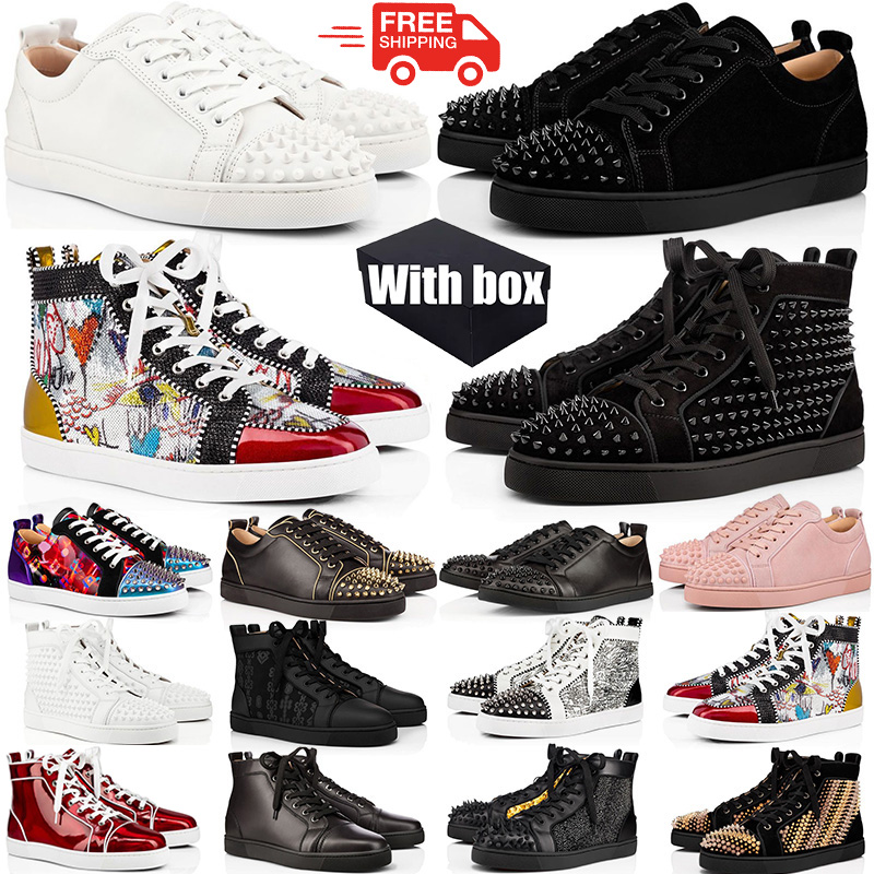 Free Shipping With box mens womens red bottomshoes designer dress shoes casual platform shoe sneakers luxury rivets black white grey women men Party trainers