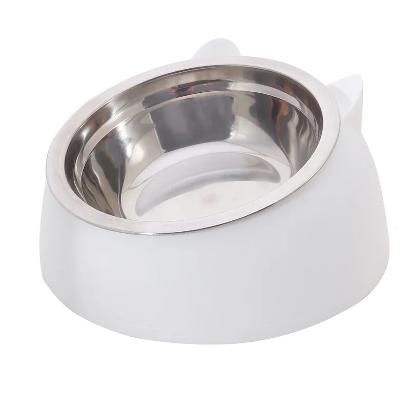 200ml 400ml 15 degree inclined stainless steel cat bowl with anti slip base for pets puppies cats food and beverage dispensers neck protection for pet