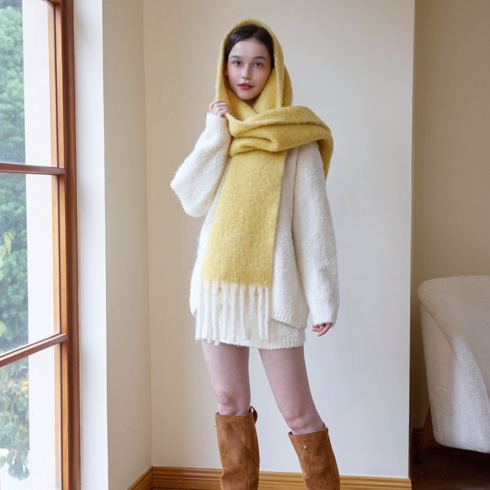 K318 I like it at first sight. Manufacturer's original 25 wool scarf for women, winter atmosphere, thickening, warm, solid color neck shawl