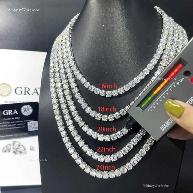 Pass the test 3 mm 4 mm 5 mm round cut Ice Cube Zirconia Tennis K-Chain Hip Hop high quality CZ box buckle necklaces for men and women gifts