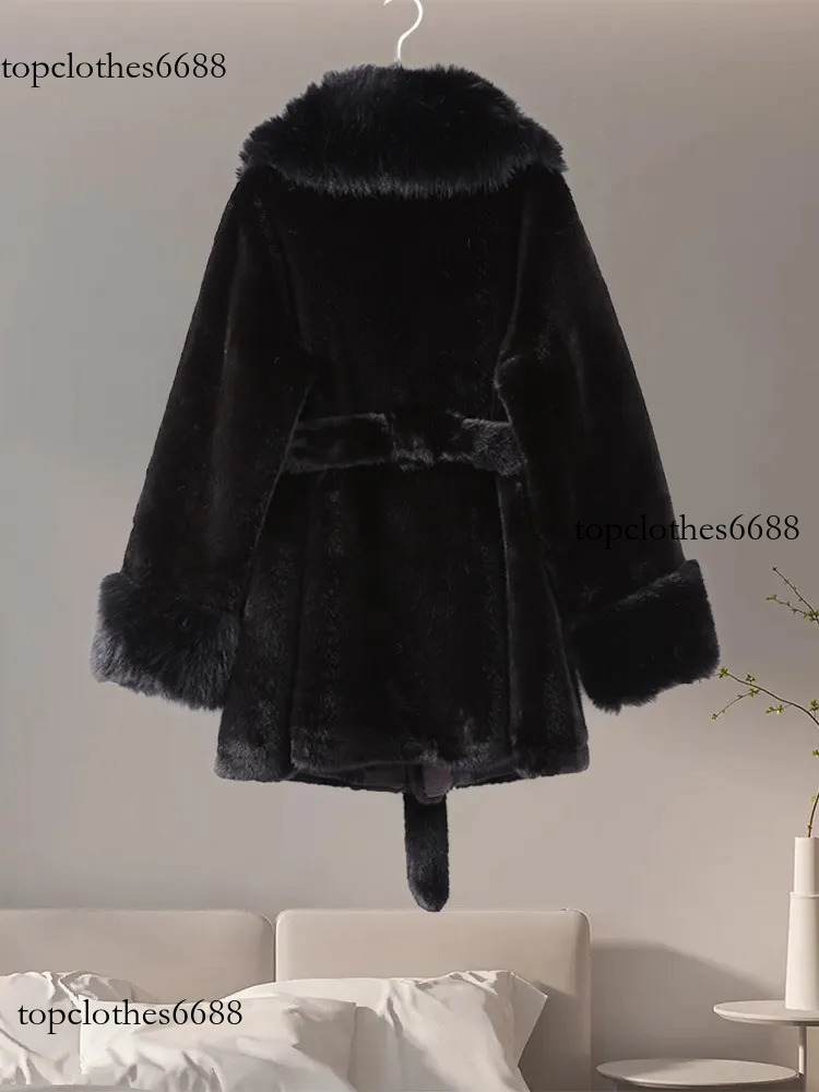 Chic Women Faux Furs Collar Long Sleeve Oversize With Belt Female Fur Jackets 2024 Winter Fashion Lady Coats