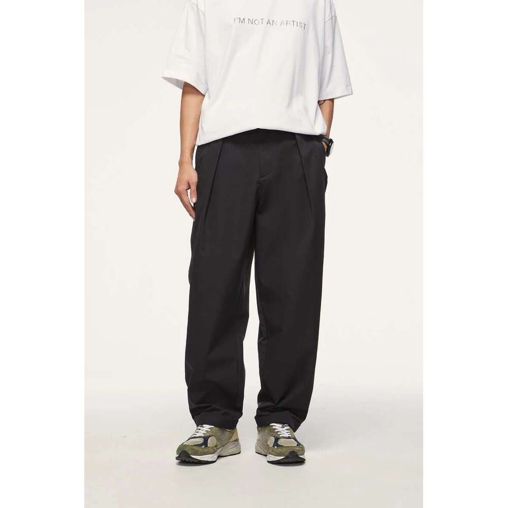 Black Wide Leg Men Loose Fit Suit Pants Male Casual Baggy Trousers Plus Size