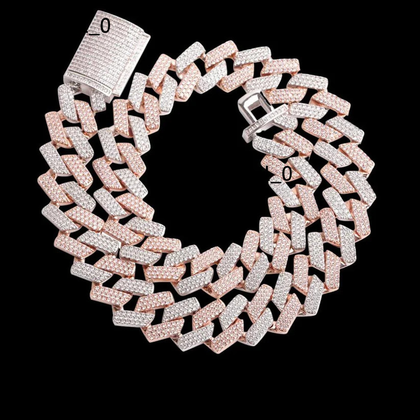 Premium VVS Moissanite Diamond Two Tone 925 Sterling Silver Iced Out Hip Hop Miami Cuban Link Chain For Rappers At Lowest Price
