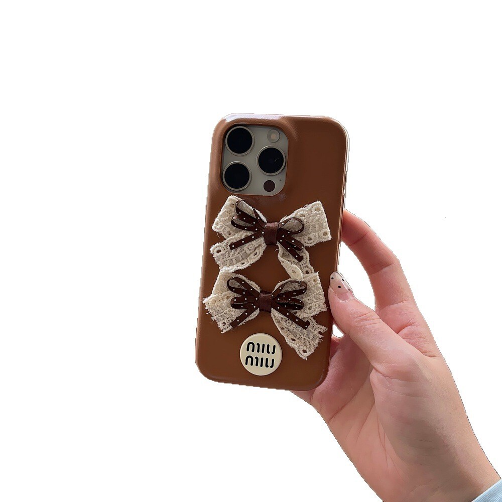 Leather Bowknot Phone Case Suitable for iPhone 17/16 Pro Max Solid Color Cartoon iPhone 16/15 Pro