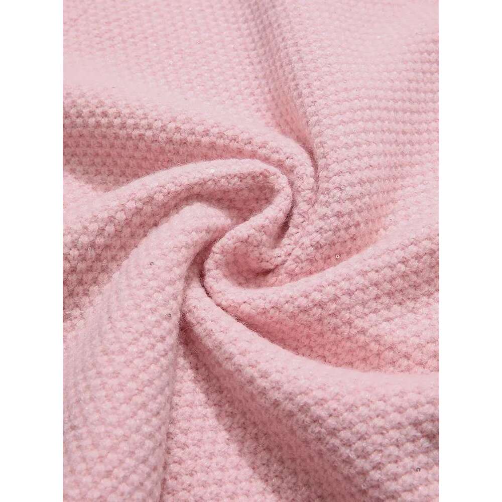 Fall Clothes Women New Fashion Tweed Pink Shorts Knitted Jacket Casual Female Cardigan Coat