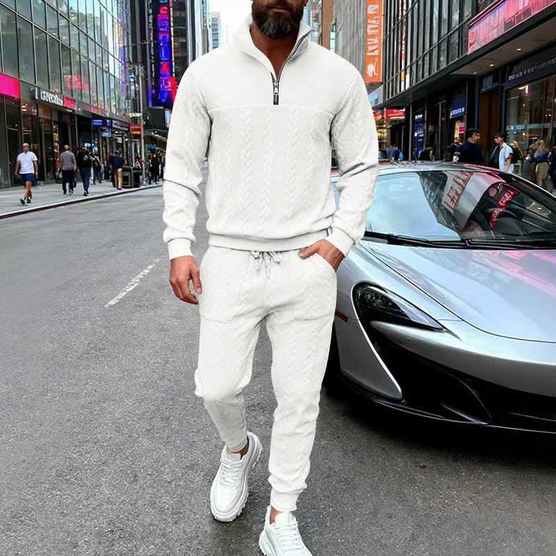 Autumn and winter European and American mens jacquard sweater street fashion casual sports trousers shopping travel suitXJ251106