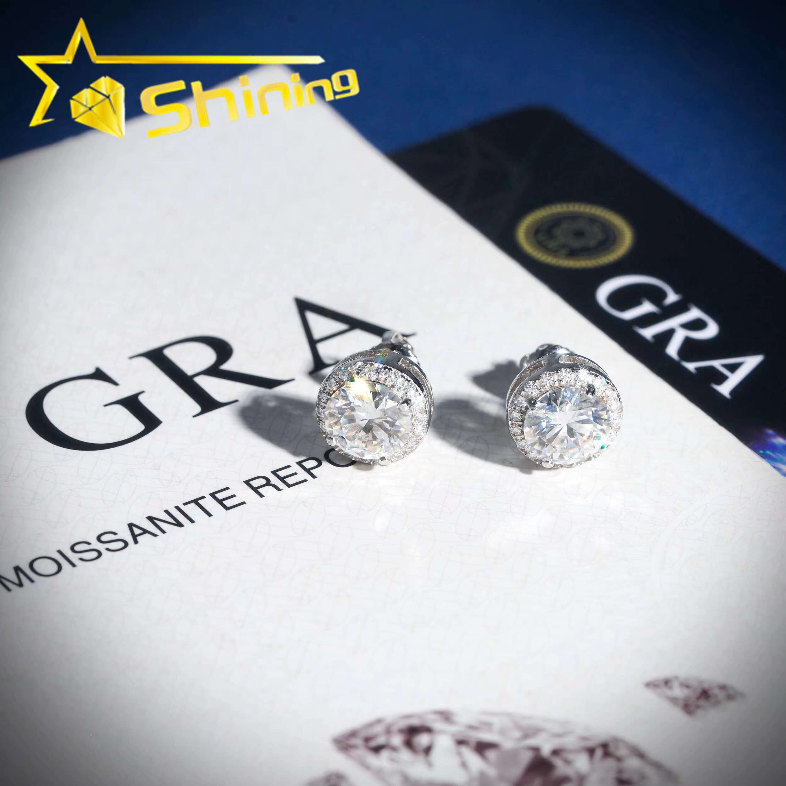 Hot Sale Cluster Stud Earring Fine Jewelry Gold Plated 925 Sterling Silver Iced Out VVS Diamond Moissanite Earrings