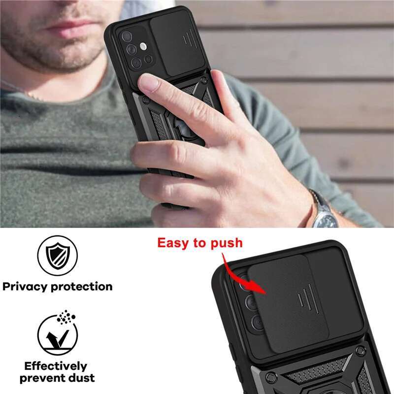 Armor Shockproof Case For Samsung Galaxy A11 A31 A51 A71 M11 M51 A21s Car Magnetic Ring Stand Push Pull Camera Protect Cover