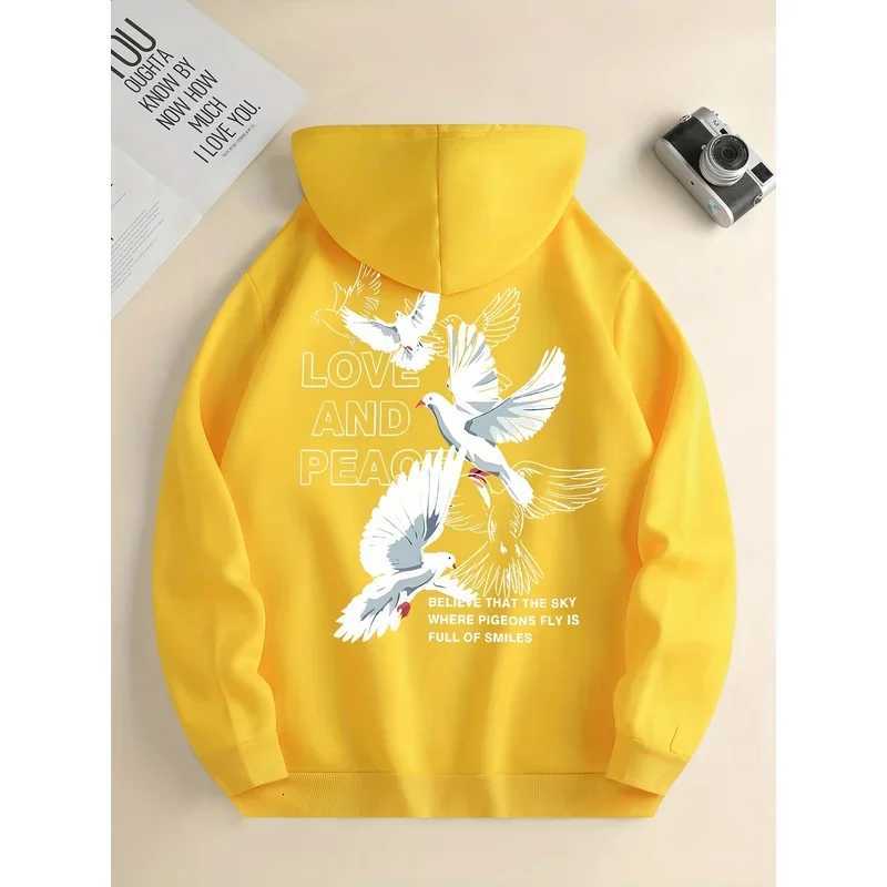 2025 Love and Peace Dove Print Hoodie Unisex Casual Sweatshirt Comfortable High Quality Sportswear W251106