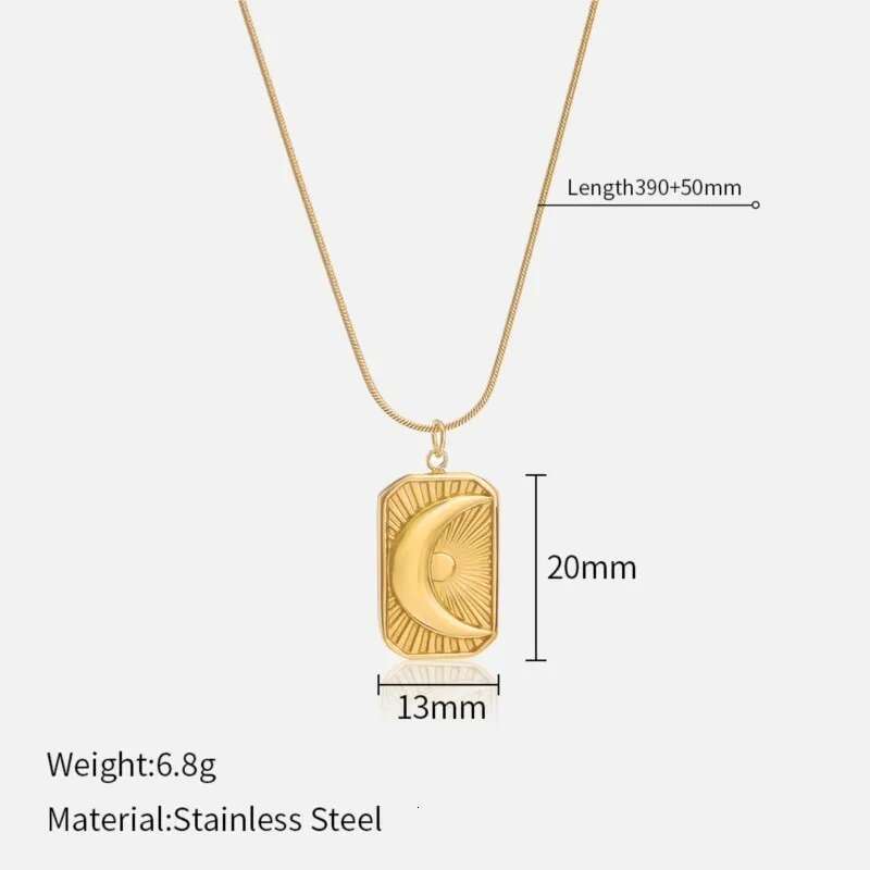 316L Stainless Steel Star Moon wer Hang Tag for Women Minimalist Golden Chain Necklace Accessory