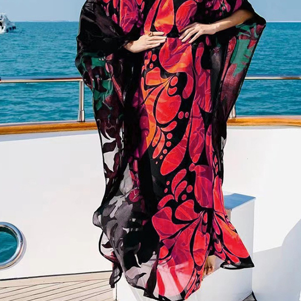 2025 Spring/summer New Womens Cross Shoulder Dress Bohemian Dress Printed Loose Off Shoulder Long Dress