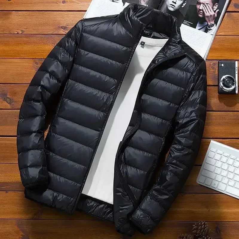 Thin Lightweight Cotton-padded Cropped Jacket Mens Autumn/winter New Style Trendy Stand Collar Youth Ultra-thin Coat X251106