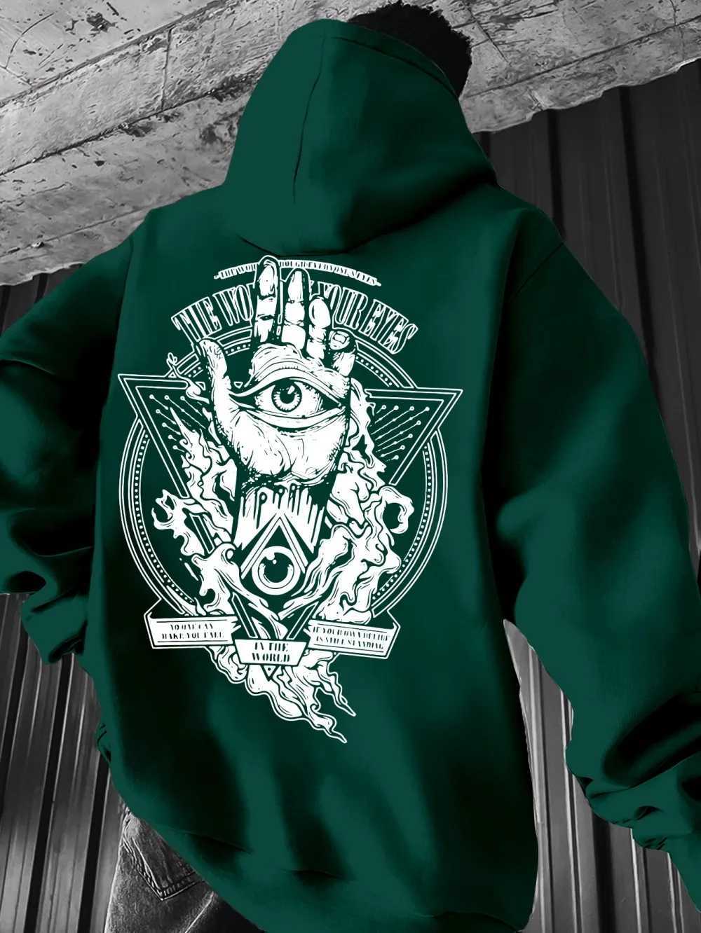 2025 American Autumn New Mens Totem Printed Micro Elastic Comfortable Hoodie Outdoor Street Style Clothing W251106