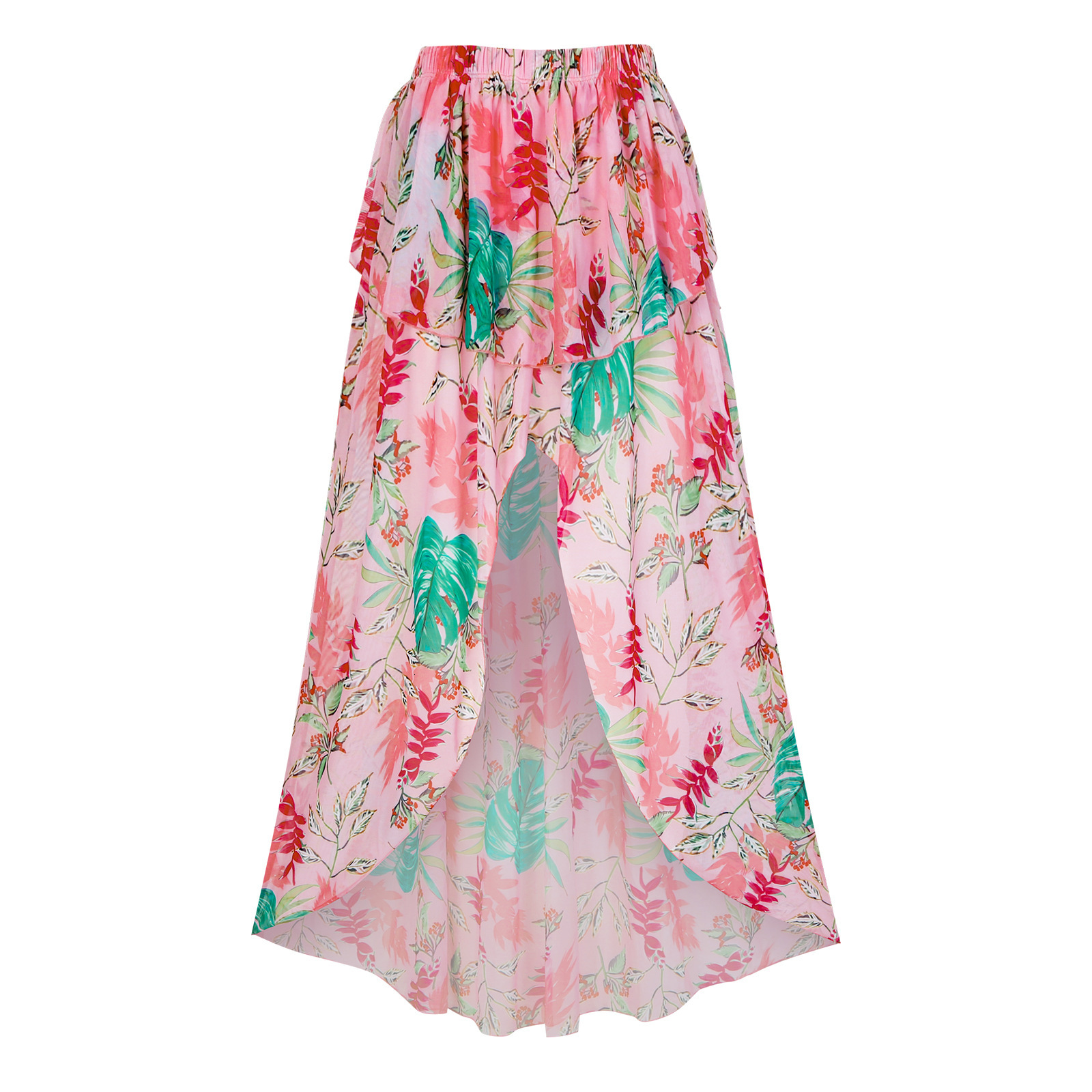 Unified women's 2025 new ruffled pleated single shoulder floral swimsuit