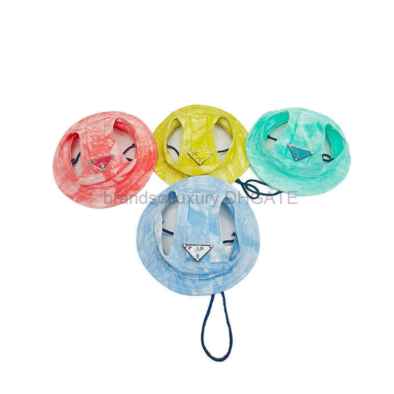 Trendy Dog Hat Summer Sunshade Hat Pet Tie Dyed Hat Baseball Duck Tongue Hat Sunscreen Fisherman Hat Teddy