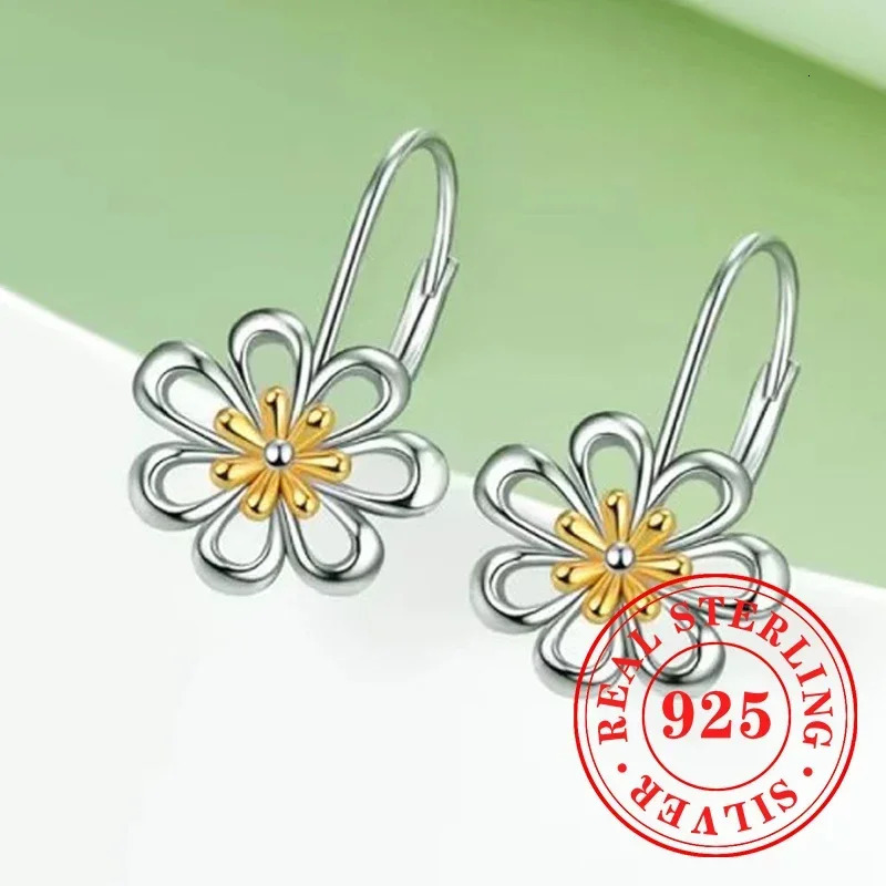 925 pure silver ring earrings female hollow flower n novel fashionable party jewelry 250326