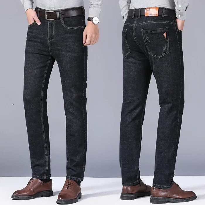 2025 Mens Business Stretch Jeans Korean Fashion Straight Leg Edition Denim Long Loose Pants Trousers 250401
