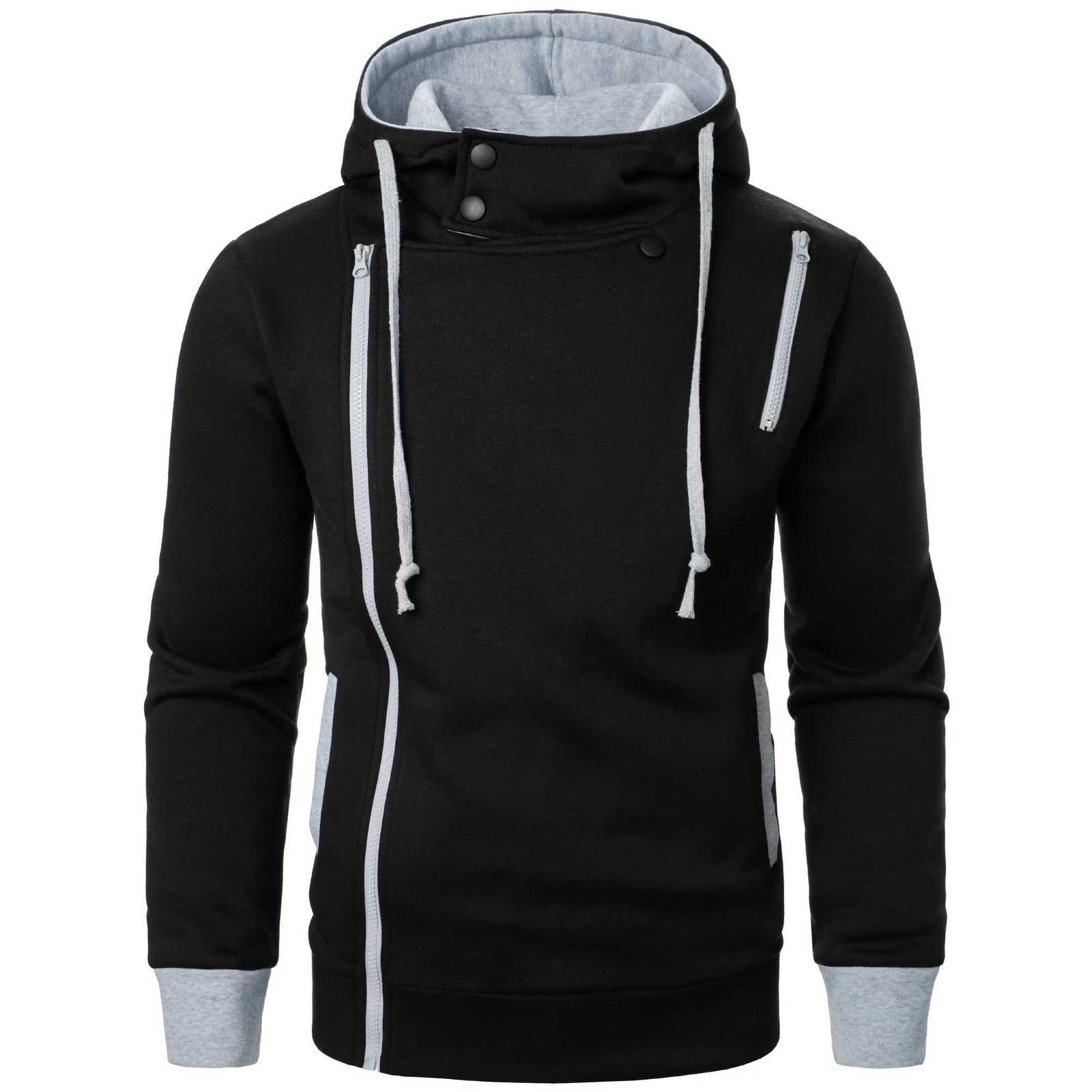 Autumn and winter mens casual sports color matching zipper hoodie W251106