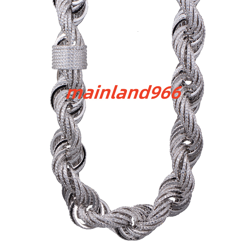 High-end Custom Jewelry Hip Hop 925 Sterling Silver Iced Out 30MM Moissanite Rope Chain Necklace for Men