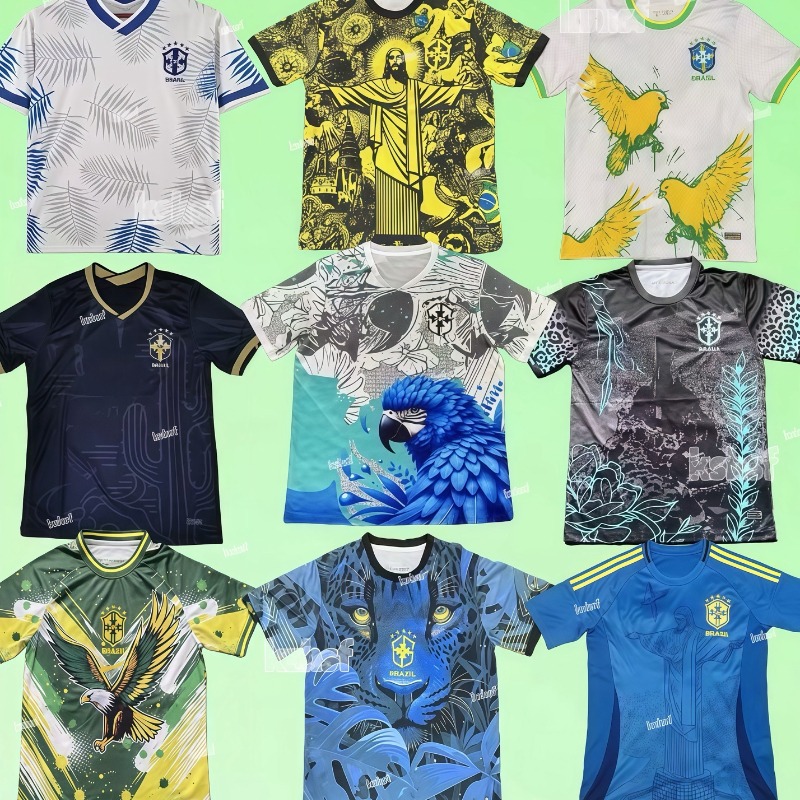 BraziLS Soccer Jersey 24 25 Copa America Cup NEYMAR VINI JR 2024 BrasIL National Team Football Shirt 2025 JESUS Special Home Away Fans Player Mens Kids Kit Sets 10