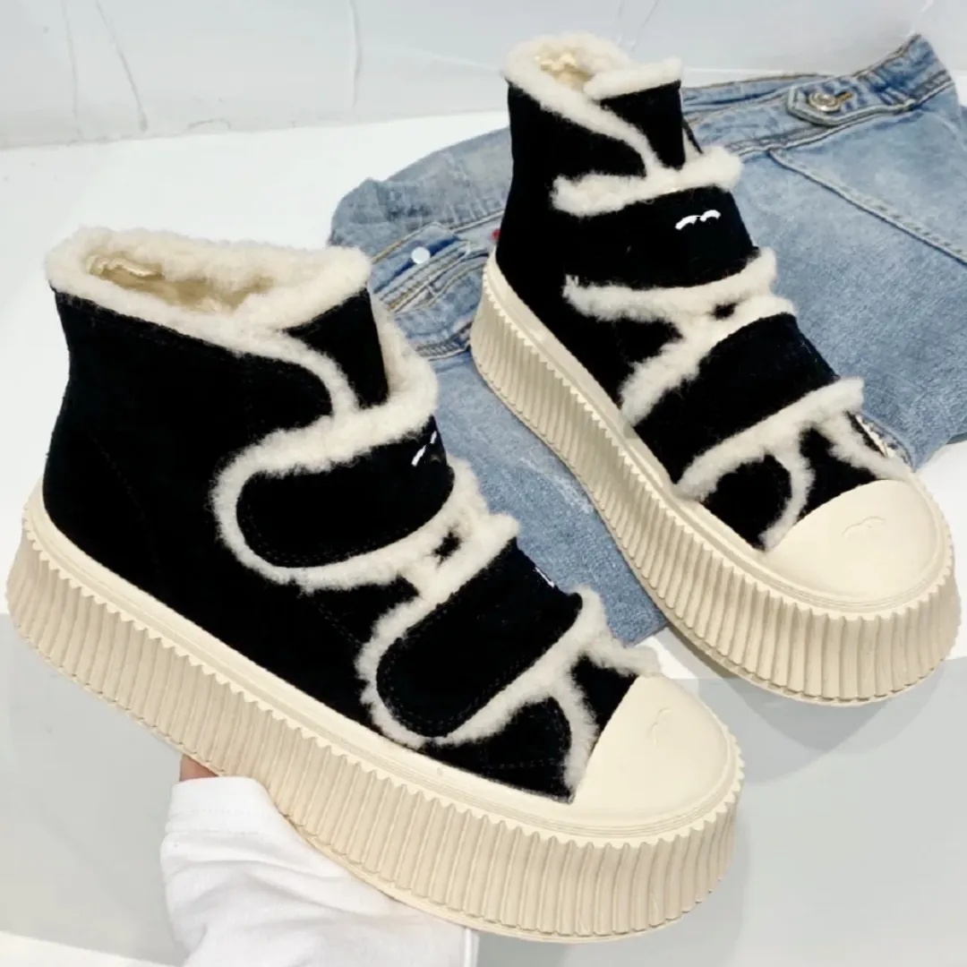Suede leather Furry Velcro sneaker fur shoe Designer Snow Ankle boot man luxury woman sport run flat shoe trainer booties mini boots outdoor athletic gym loafer shoes