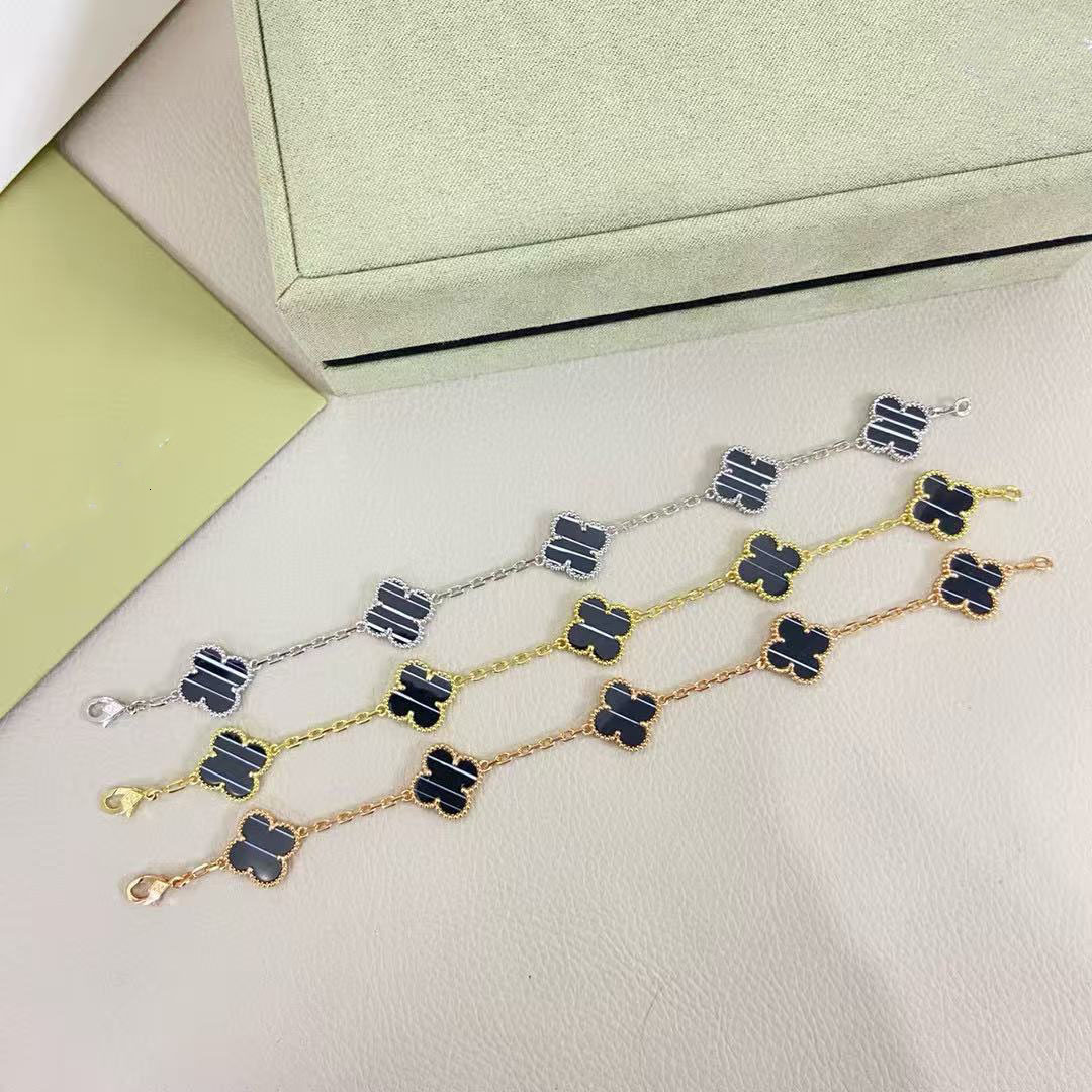 Plated silver gold necklace designer for woman 10 flower four leaf clover necklace wedding luxury necklaces designer jewelry charm exquisite retro ho012 H4