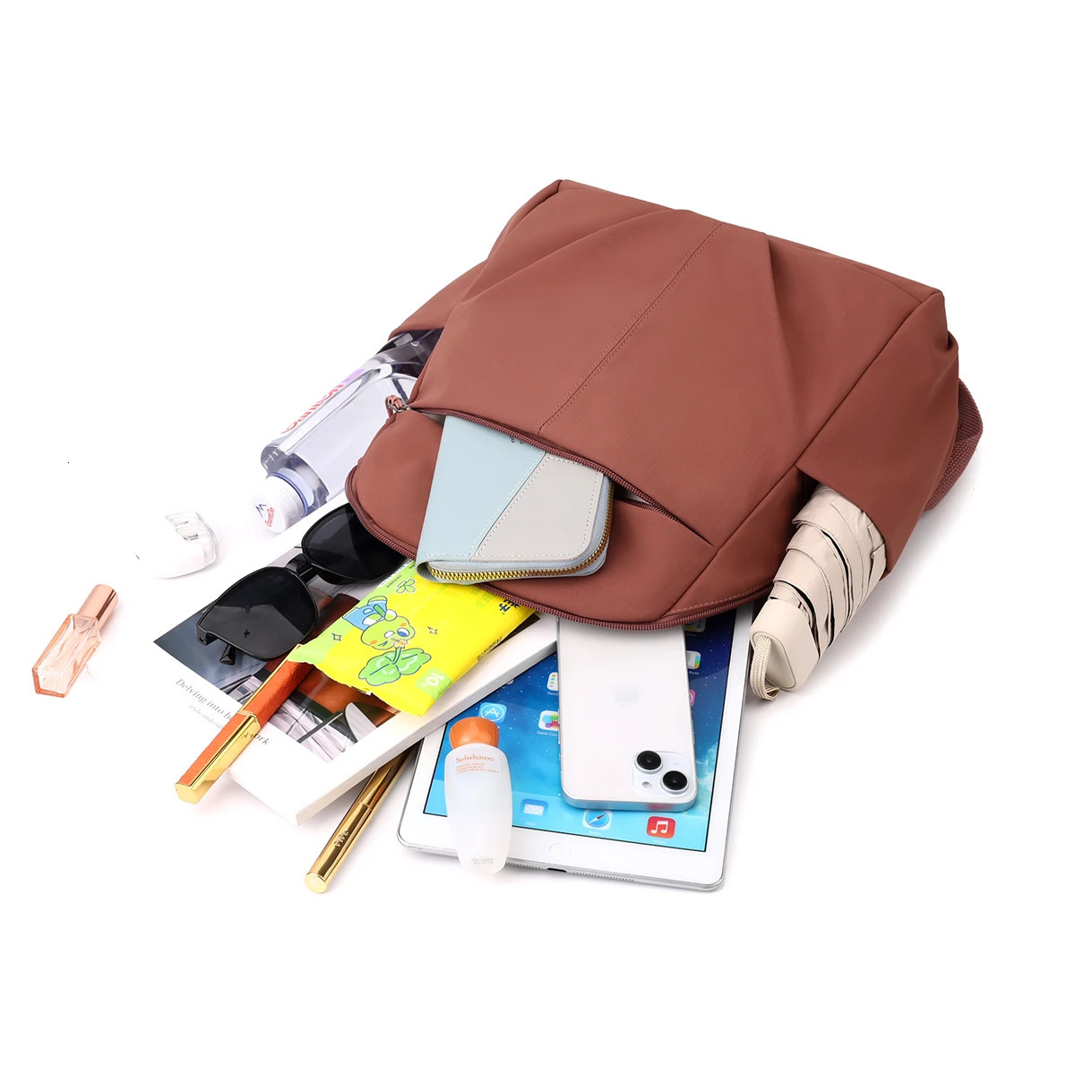 Fashion Backpack Female College Student Waterproof Nylon Rucksack Womens Lightweight Backpack Womens Large Capacity Travel Bag 250402