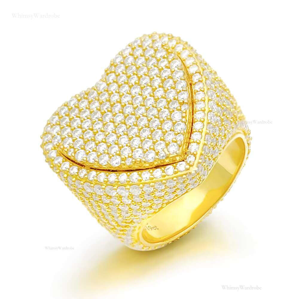 Men's/Women's S Sier Inlaid Moissanite Heart-Shaped Ring Trendy Fashion Accessory