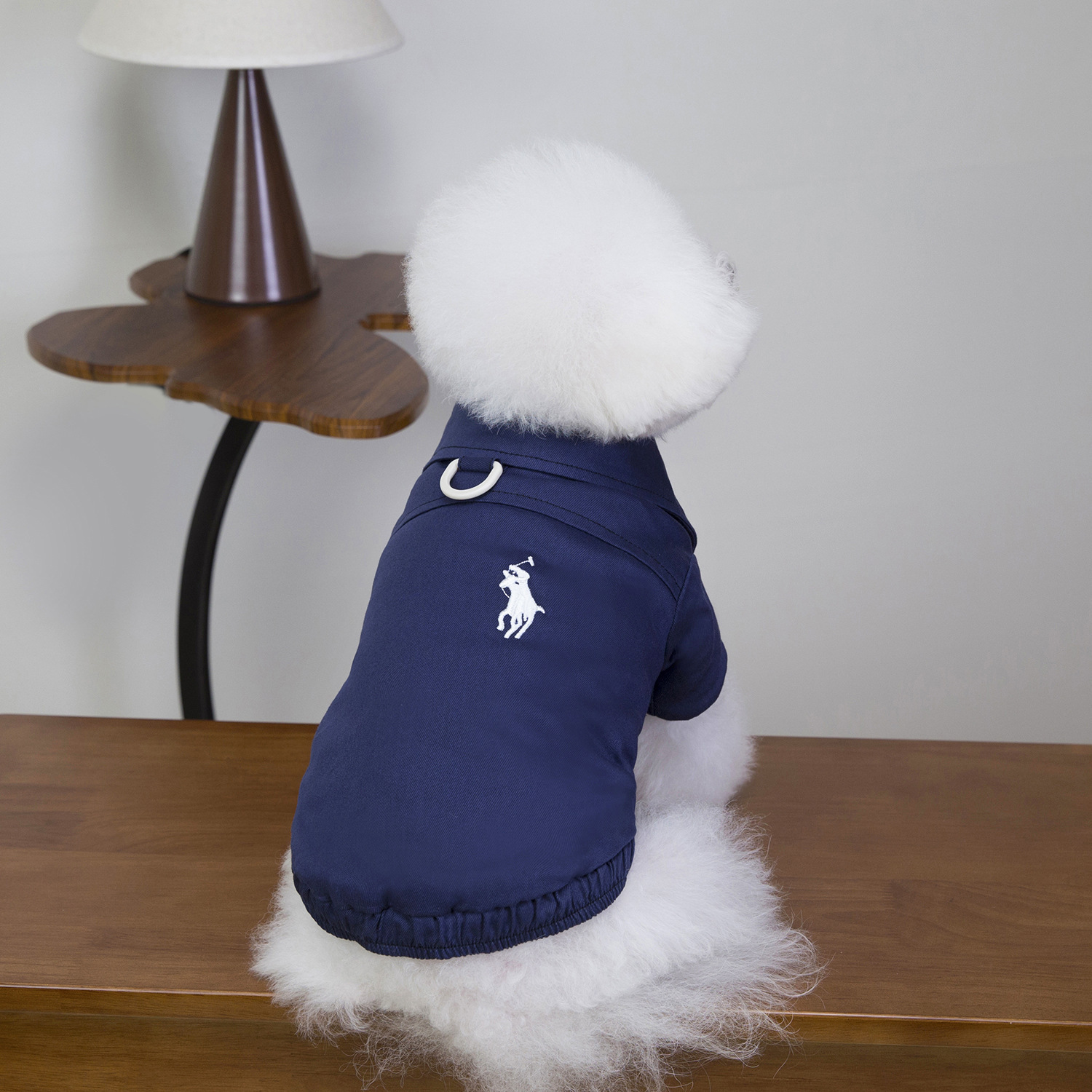 Warm Fleece Lined Dog Jacket, Stylish Polo Embroidered Pet Coat, Windproof Dog Apparel with D-Ring for Leash, Comfortable Soft Pet Outwear, for Small 