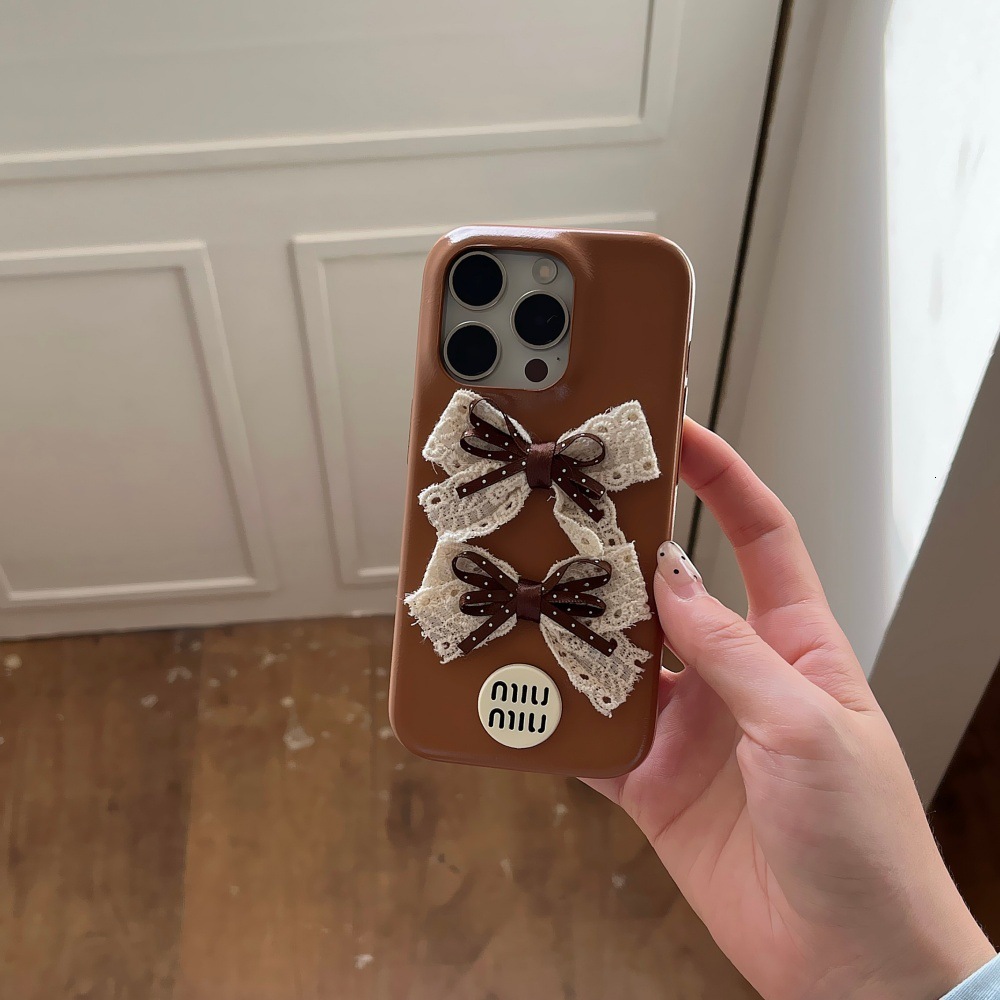 Leather Bowknot Phone Case Suitable for iPhone 17/16 Pro Max Solid Color Cartoon iPhone 16/15 Pro