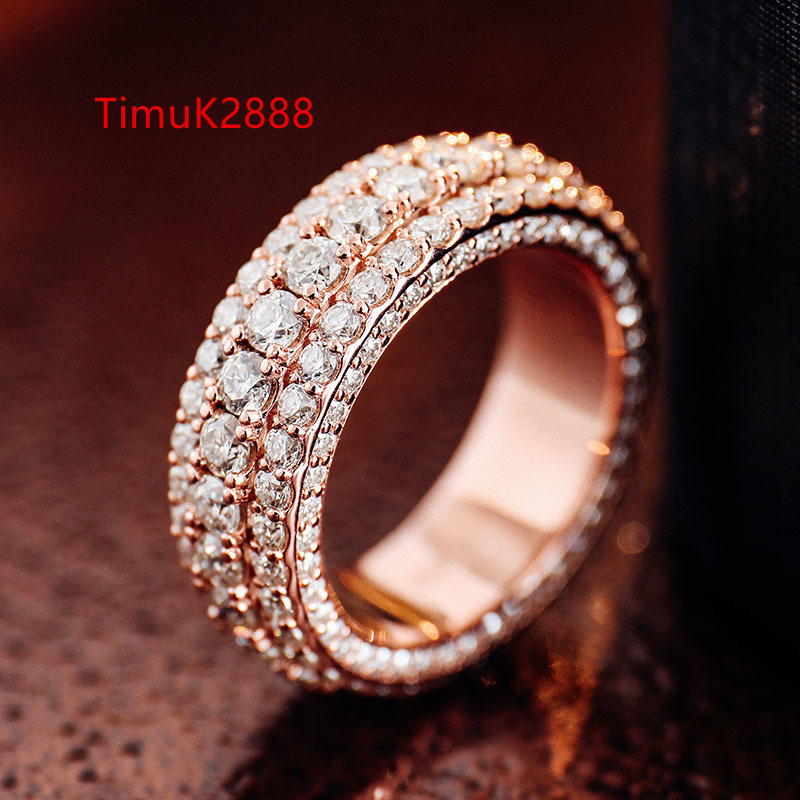 10K 14K 18K Rose Gold Full Star Hip Hop Jewelry Luxury Moissanite Ring Chunky Handmade Custom Fine Rings for Women Men Party