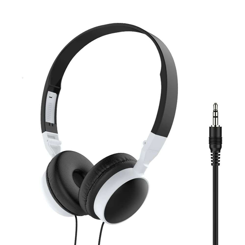 Over Ear Wired Portable Audio Bass HiFi Stereo 3.5mm Headsets Adjustable Black White Foldable Headphones Mobile Phone
