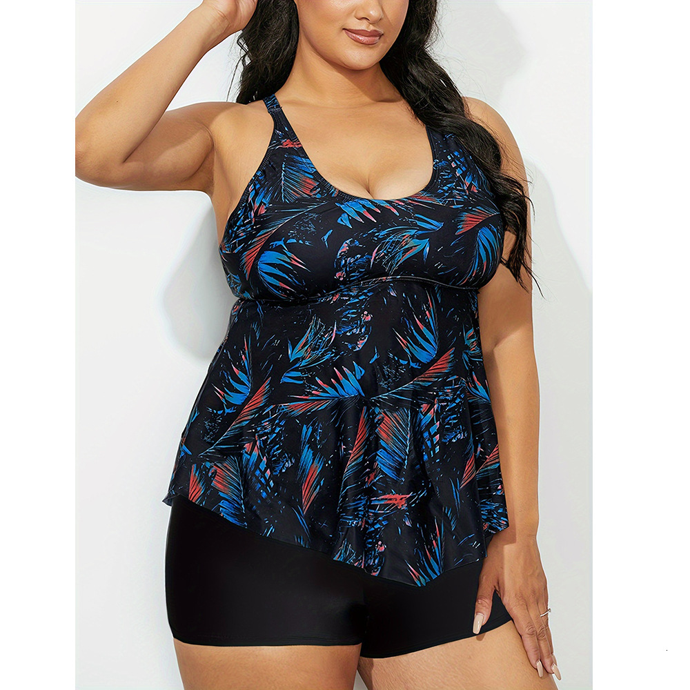 Fashionable new plus size skirt style split set with added fat and enlarged bikini women's vacation swimming suit