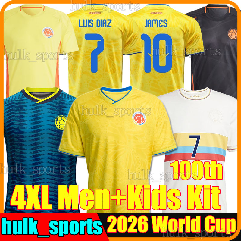 4XL 2026 colombia Centenary soccer jerseys LUIS DIAZ SUAREZ JAMES QUINTERO J.LERMA LUCUMI SANCHEZ BORRE CARBONERO MOSQUERA 100-years men kids kits set football shirt